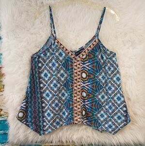 Mason and Mackenzie Multicolor Asymmetrical Spaghetti Strap Tank Top Size XL